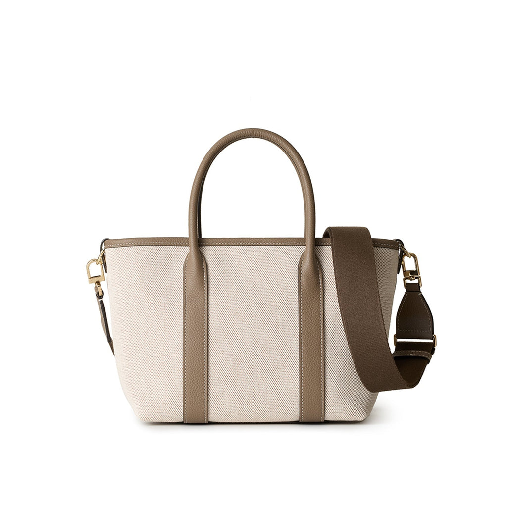 Vita Canvas Tote Bag (Beige × Etoupe - Small)