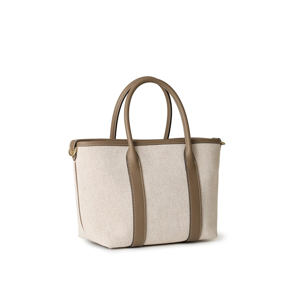 Vita Canvas Tote Bag (Beige × Etoupe - Small)