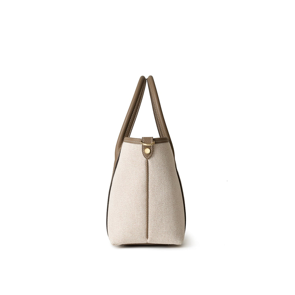 Vita Canvas Tote Bag (Beige × Etoupe - Small)