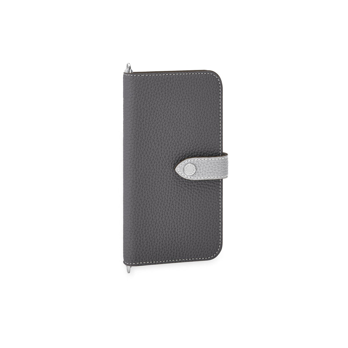 iPhone 13 Belted Diary Case Shrink Leather (Charcoal Gray × True Gray)