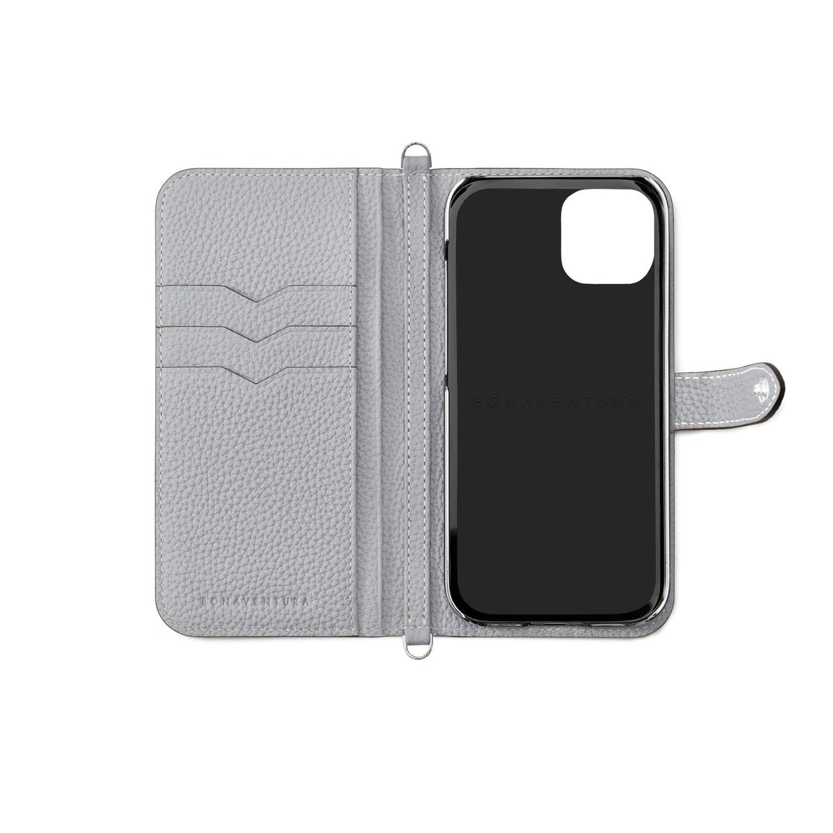 iPhone 13 Belted Diary Case Shrink Leather (Charcoal Gray × True Gray)
