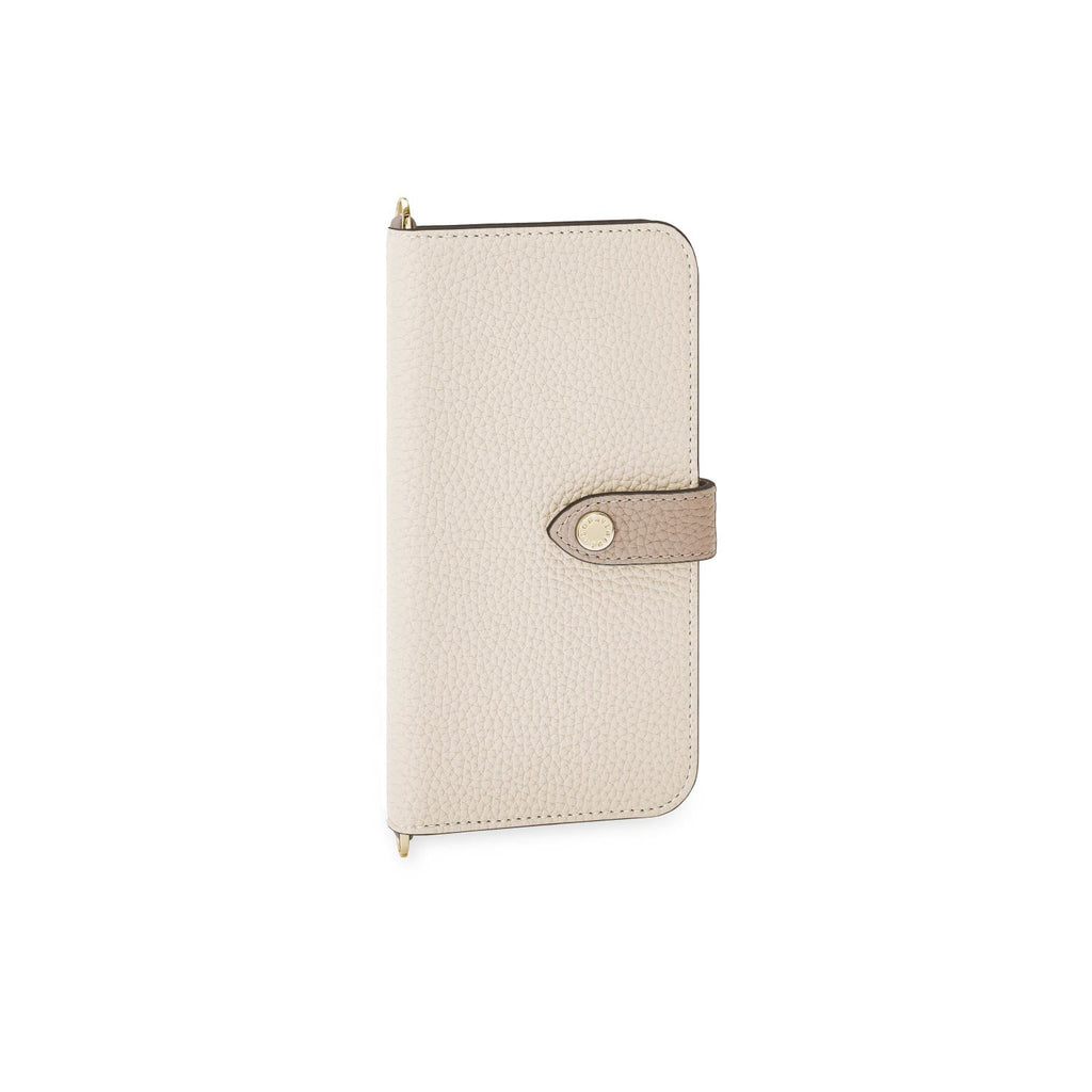 iPhone 13 Belted Diary Case Shrink Leather (Ivory × Etoupe)