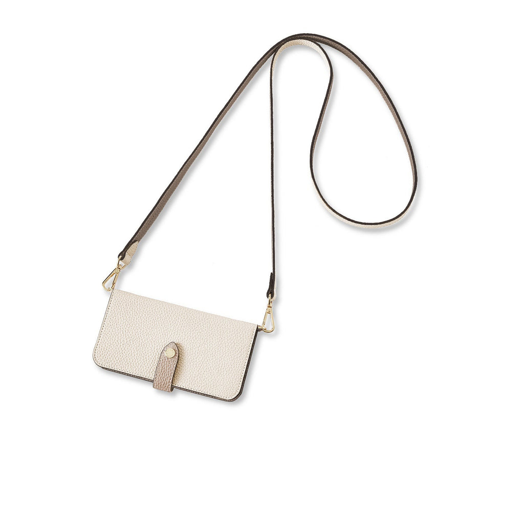 iPhone 13 Belted Diary Case Shrink Leather (Ivory × Etoupe)