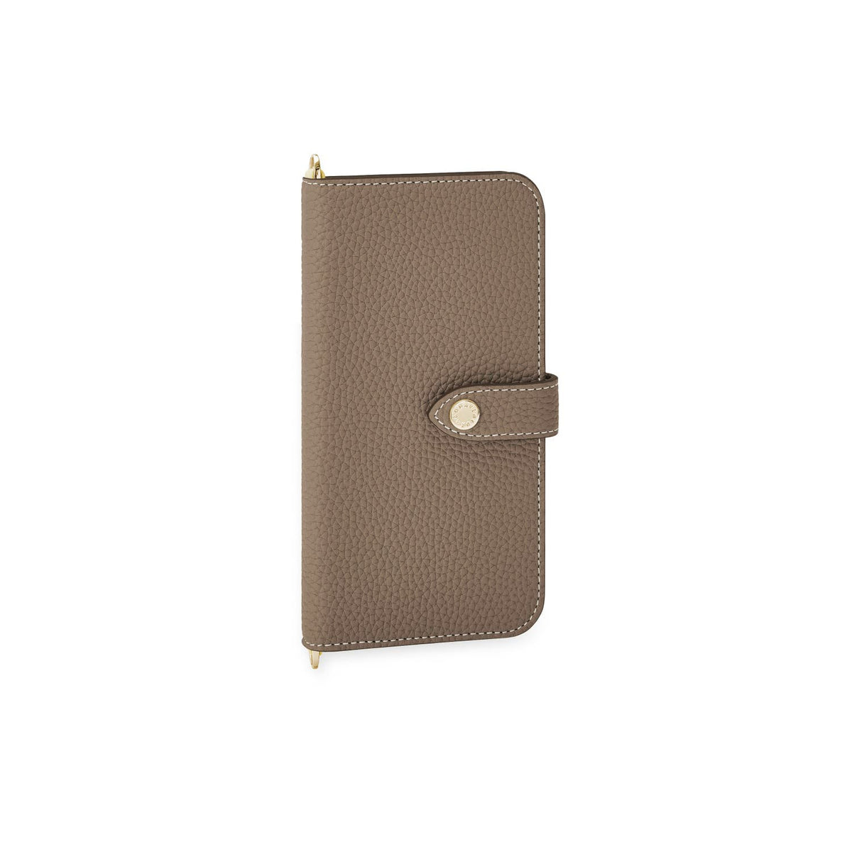 iPhone 14 Pro Belted Diary Case Shrink Leather (Etoupe × Yellow)