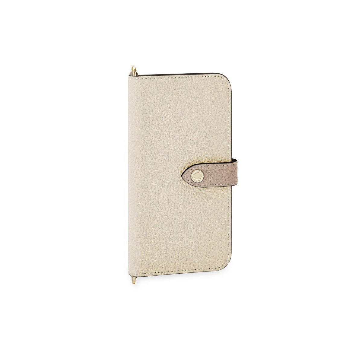 iPhone 14 Pro Belted Diary Case Shrink Leather (Ivory × Etoupe)