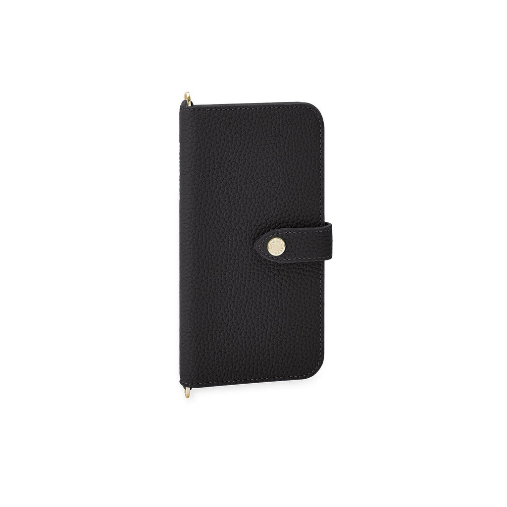 iPhone 15 Belted Diary Case Shrink Leather (Black)