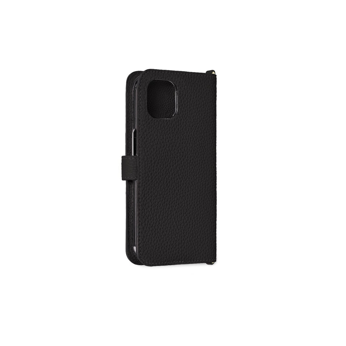 iPhone 15 Belted Diary Case Shrink Leather (Black)