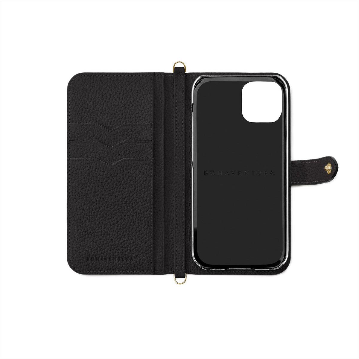 iPhone 15 Belted Diary Case Shrink Leather (Black)
