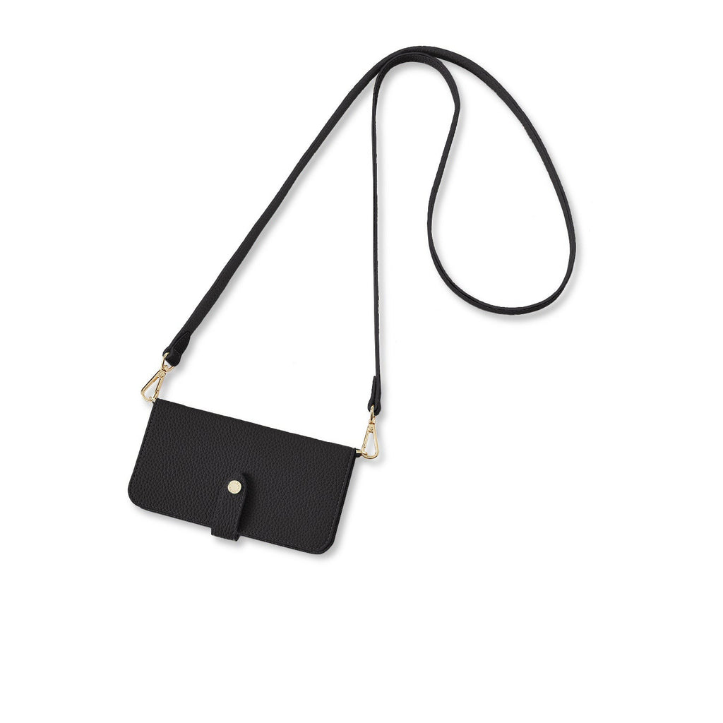 iPhone 15 Belted Diary Case Shrink Leather (Black)