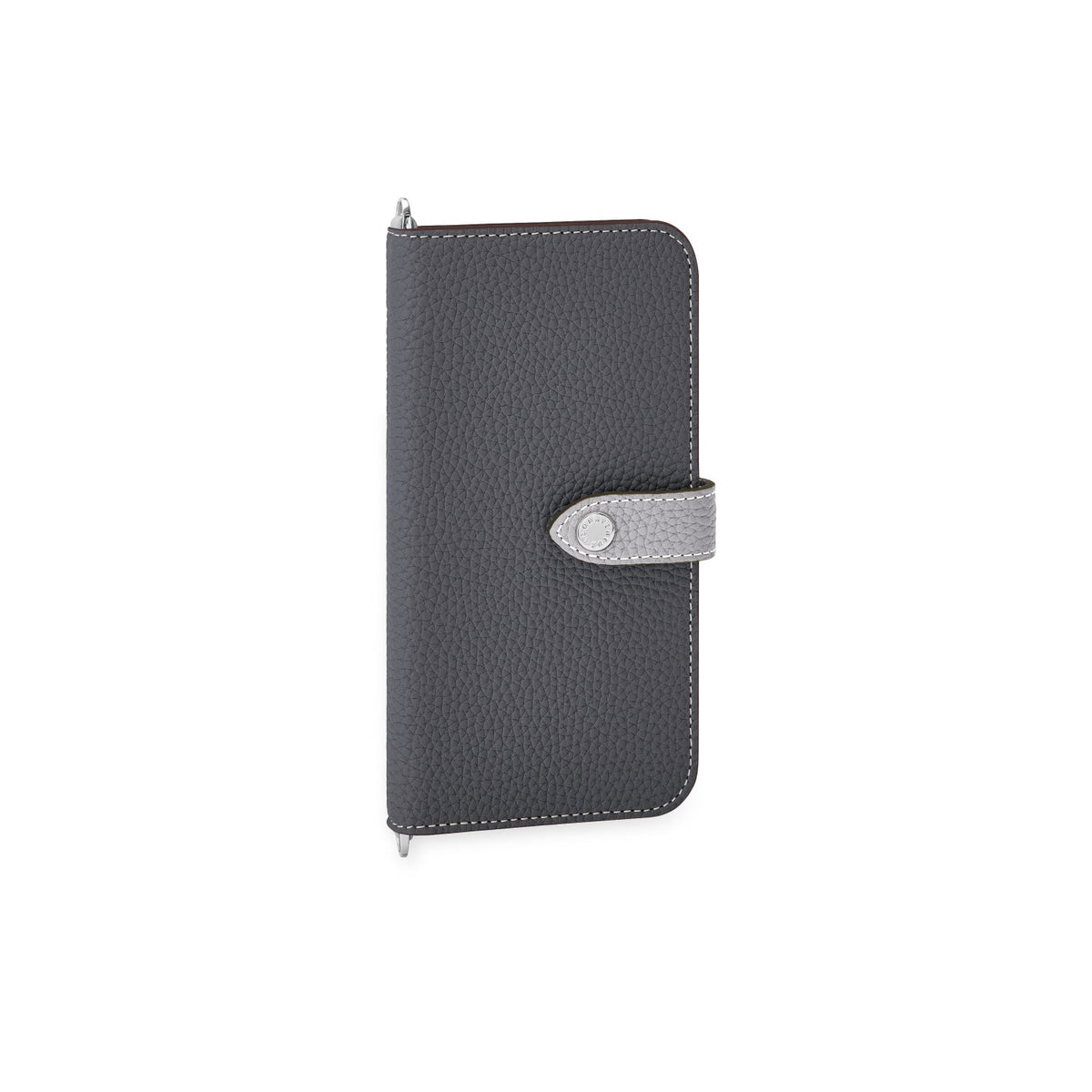 iPhone 15 Pro Max Belted Diary Case Shrink Leather (Charcoal Gray × True Gray)