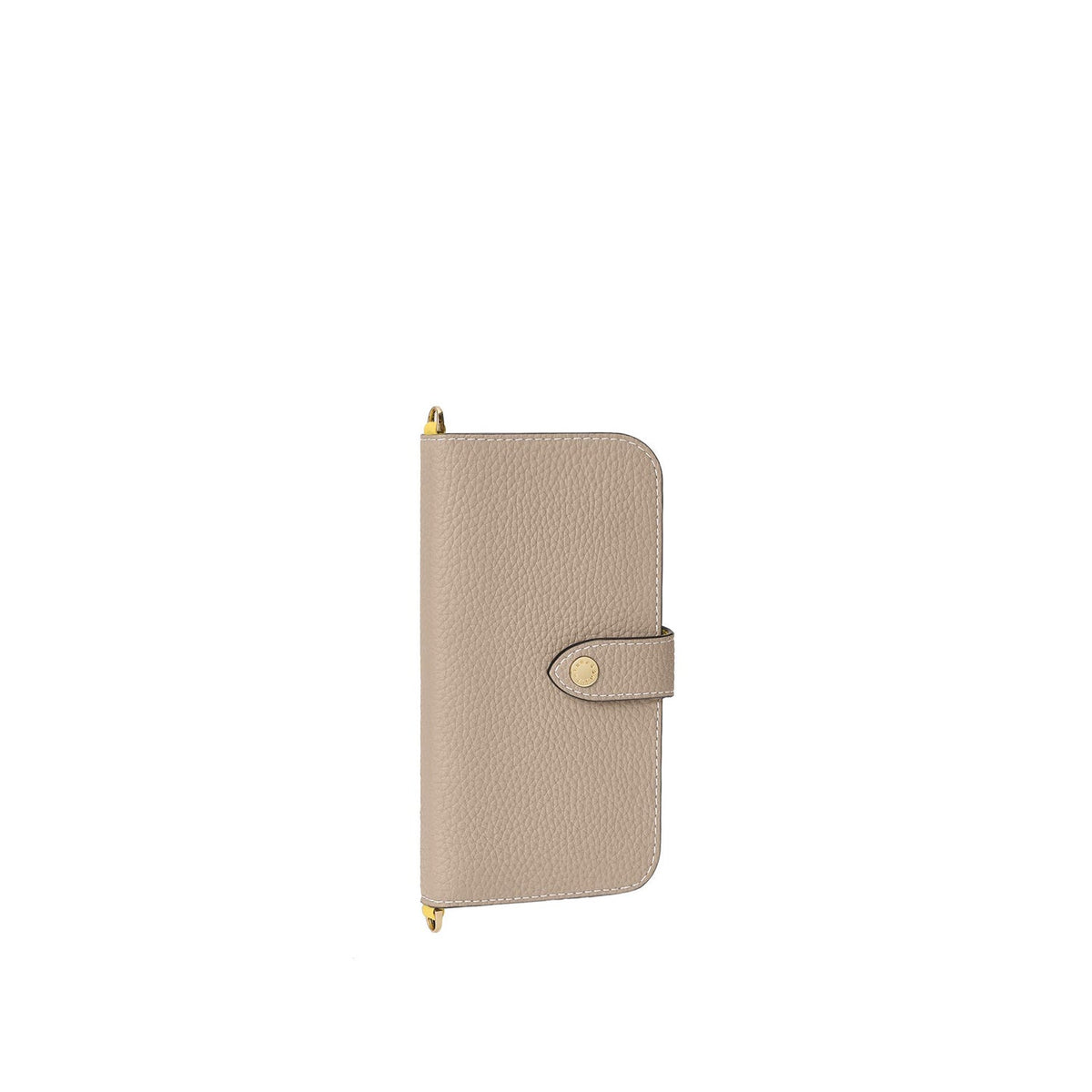 iPhone 17 Belted Diary Case Shrink Leather (Greige × Yellow)