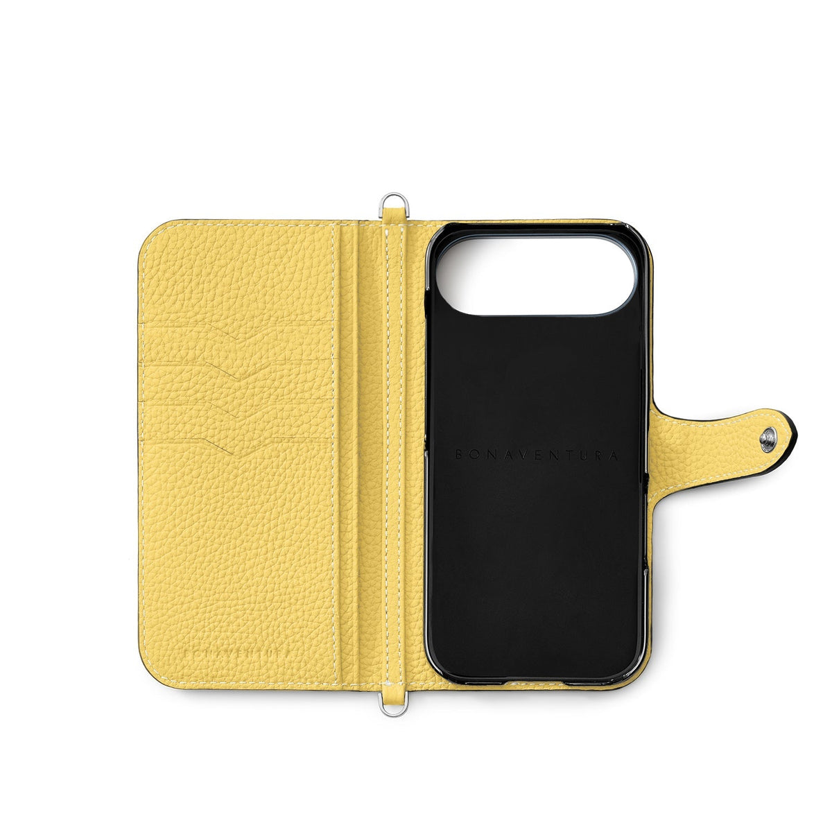 iPhone Air Belted Diary Case Shrink Leather (Etoupe × Yellow)
