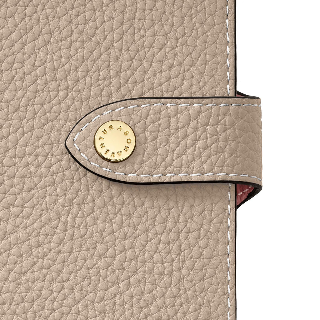 iPhone 16 Belted Diary Case Shrink Leather (Greige × Coral Pink)