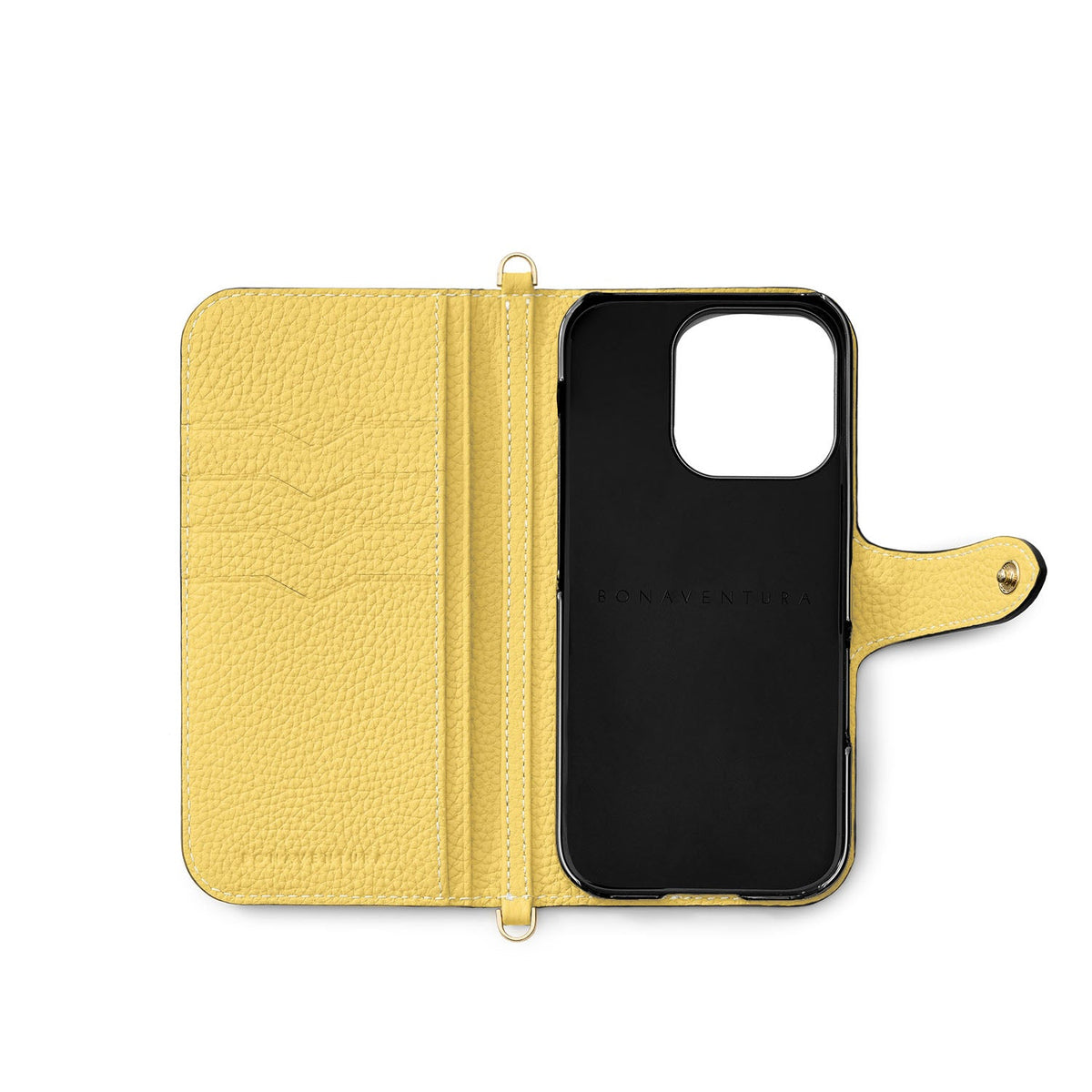 iPhone 16 Pro Max Belted Diary Case Shrink Leather (Etoupe × Yellow)