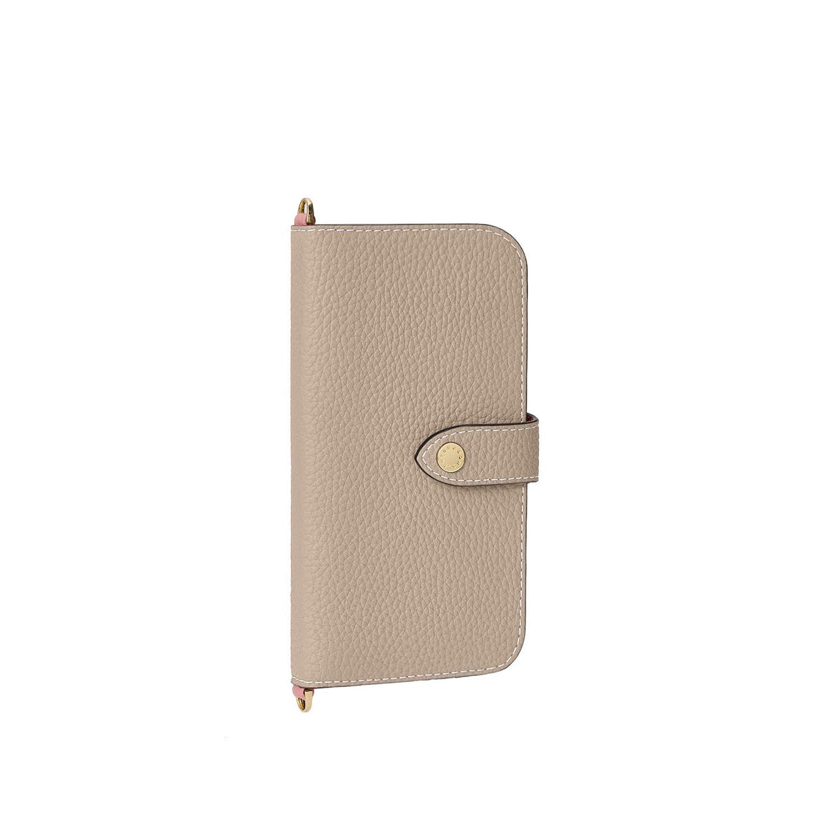 iPhone 16 Pro Max Belted Diary Case Shrink Leather (Greige × Coral Pink)