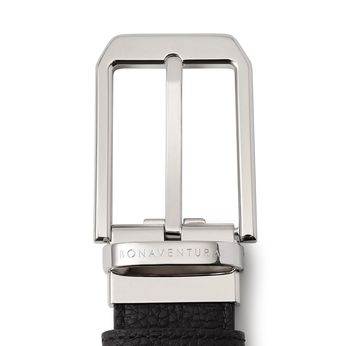 Men's Reversible Square Cut Buckle Belt (Black × Etoupe - 30mm - Shrink Leather × Shrink Leather)