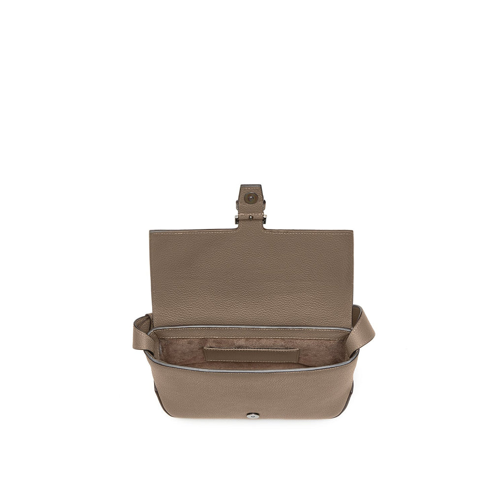Gino Crossbody Bag with Flap Shrink Leather (Etoupe)