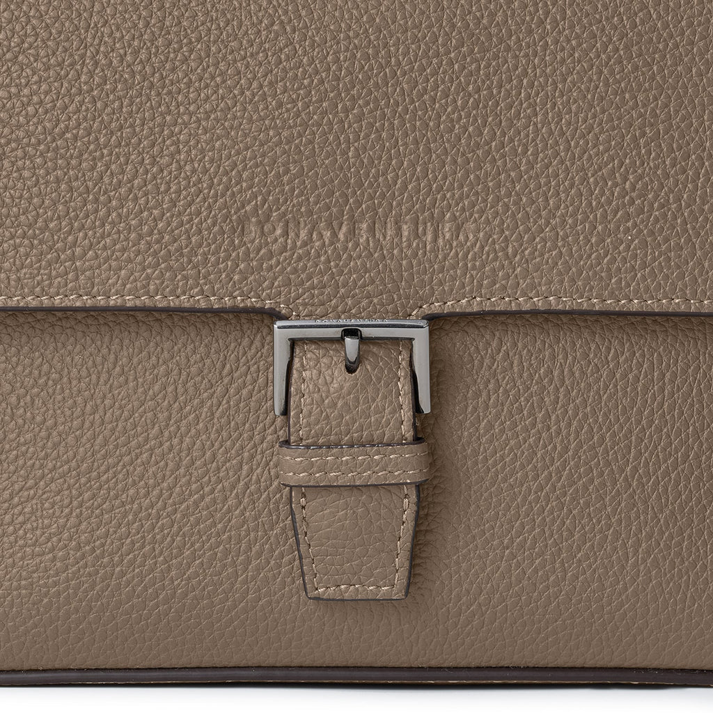 Gino Crossbody Bag with Flap Shrink Leather (Etoupe)