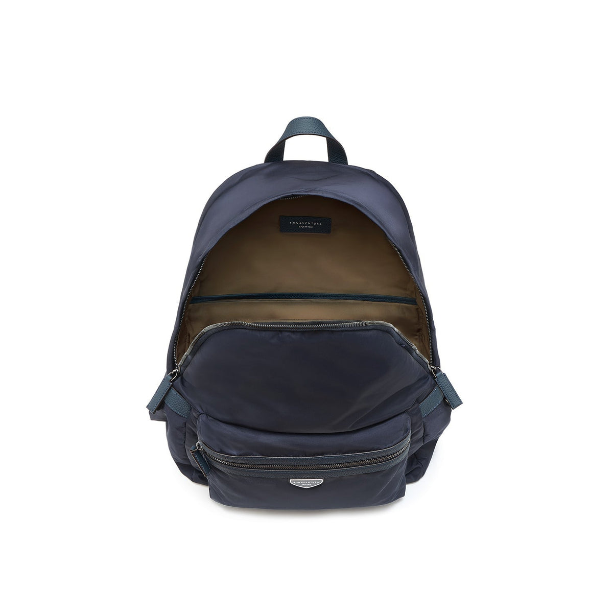 Celeste Backpack with Zip Nylon (Navy × Etoupe)