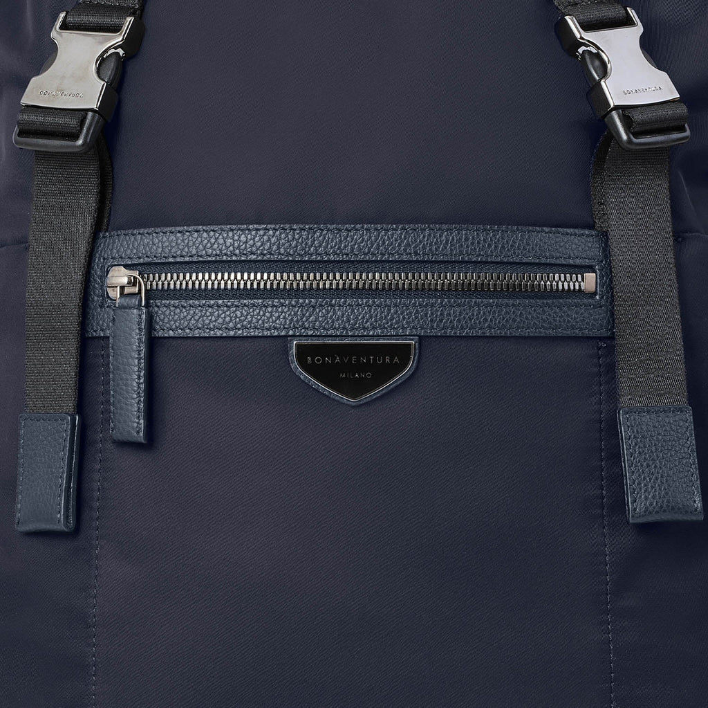 Celeste Backpack with Flap Nylon (Navy × Etoupe)