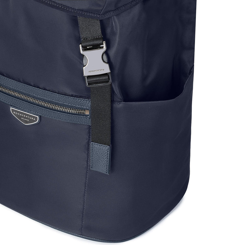 Celeste Backpack with Flap Nylon (Navy × Etoupe)