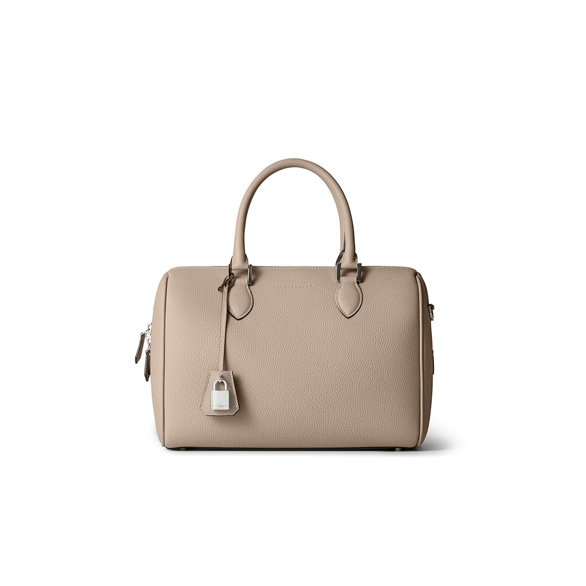 Valentina Boston Bag Shrink Leather (Greige - Small)