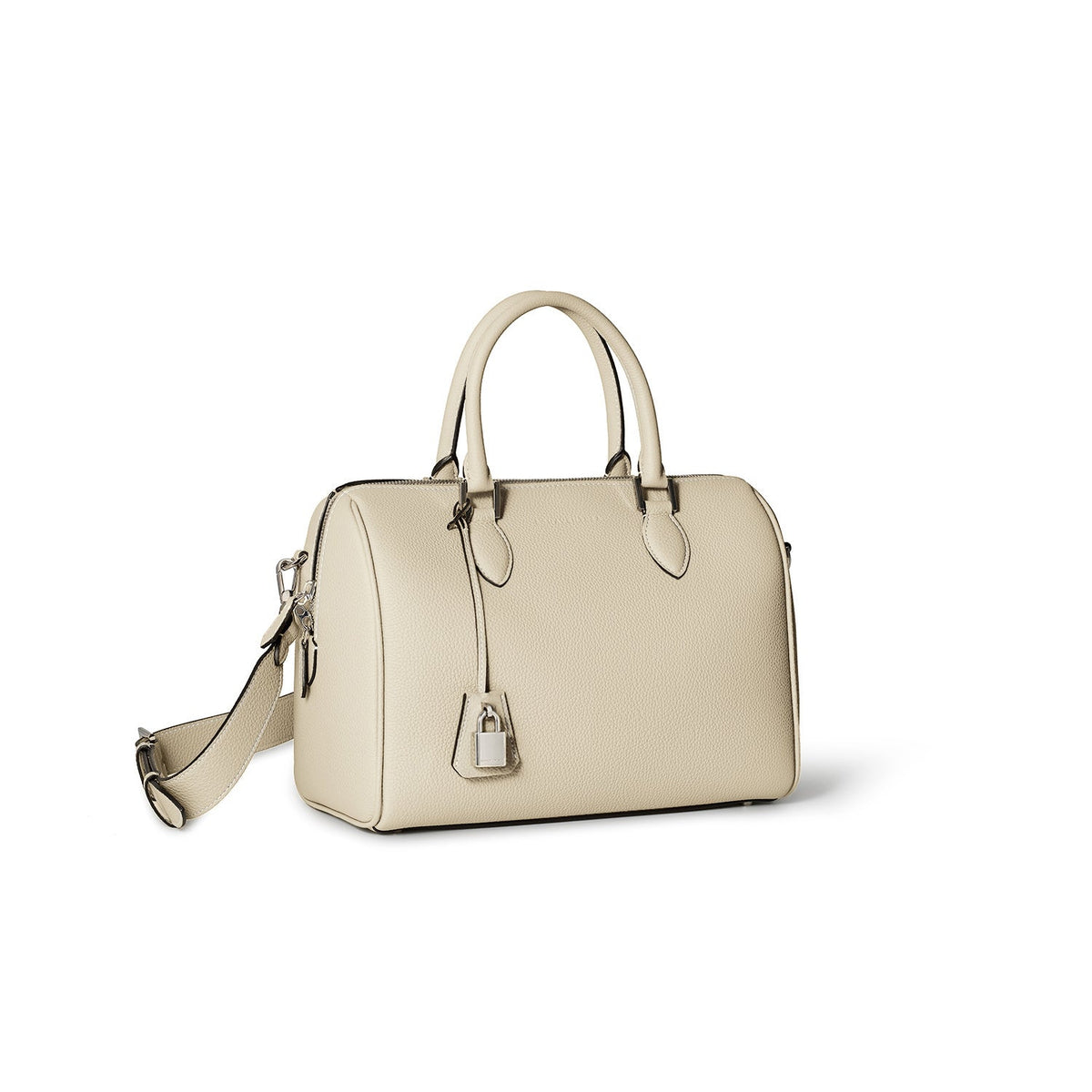 Valentina Boston Bag Shrink Leather (Ivory - Small)