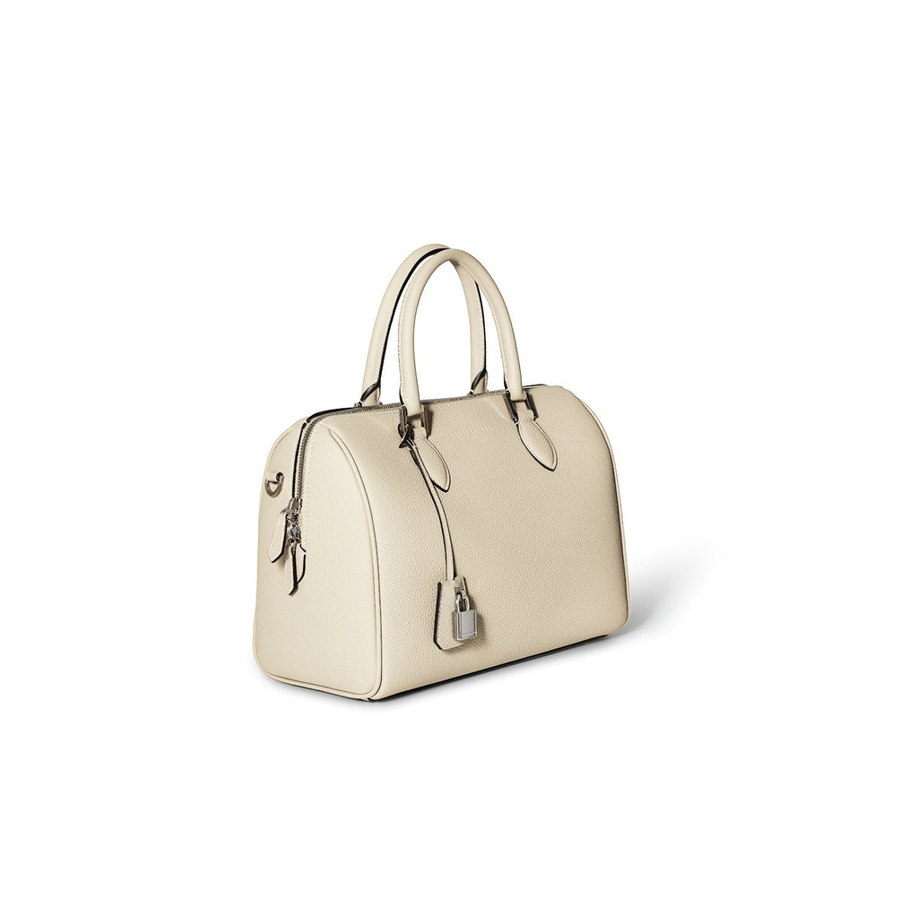Valentina Boston Bag Shrink Leather (Ivory - Small)