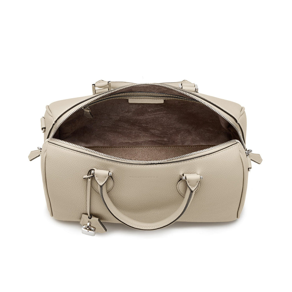 Valentina Boston Bag Shrink Leather (Ivory - Small)