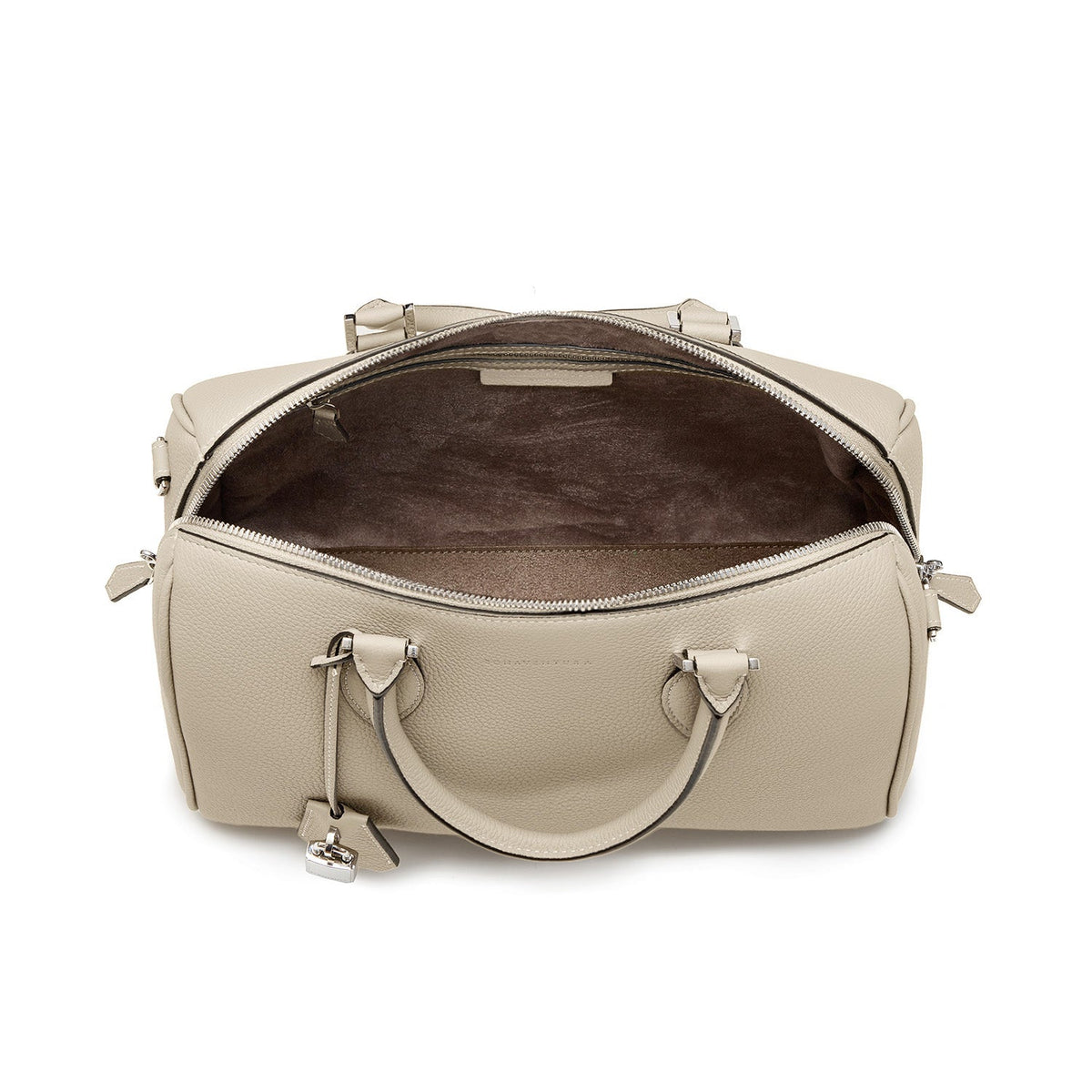 Valentina Boston Bag Shrink Leather (Ivory - Small)