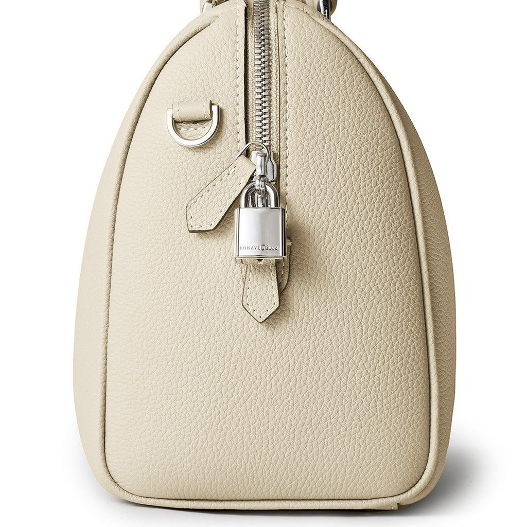 Valentina Boston Bag Shrink Leather (Ivory - Small)