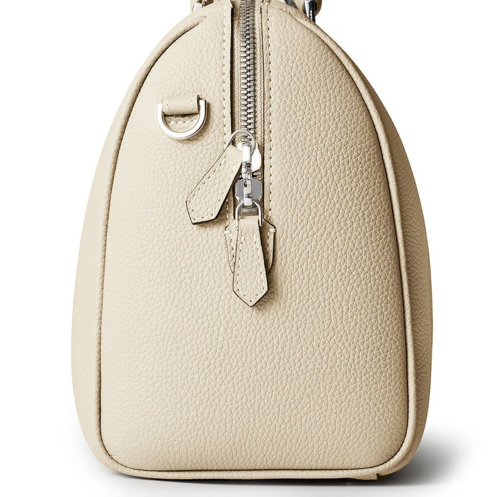 Valentina Boston Bag Shrink Leather (Ivory - Small)