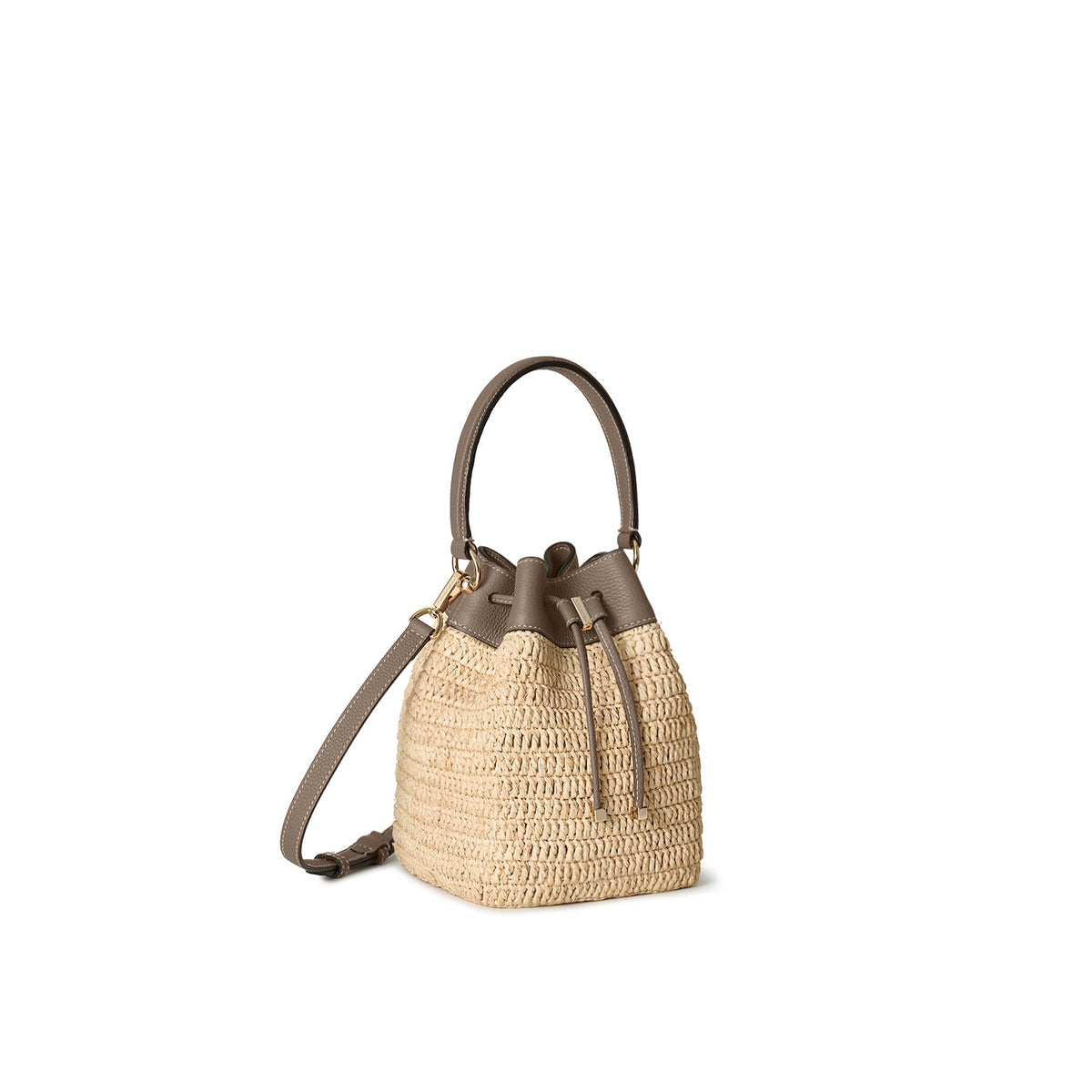 Angelica Raffia Bucket Bag (Etoupe)