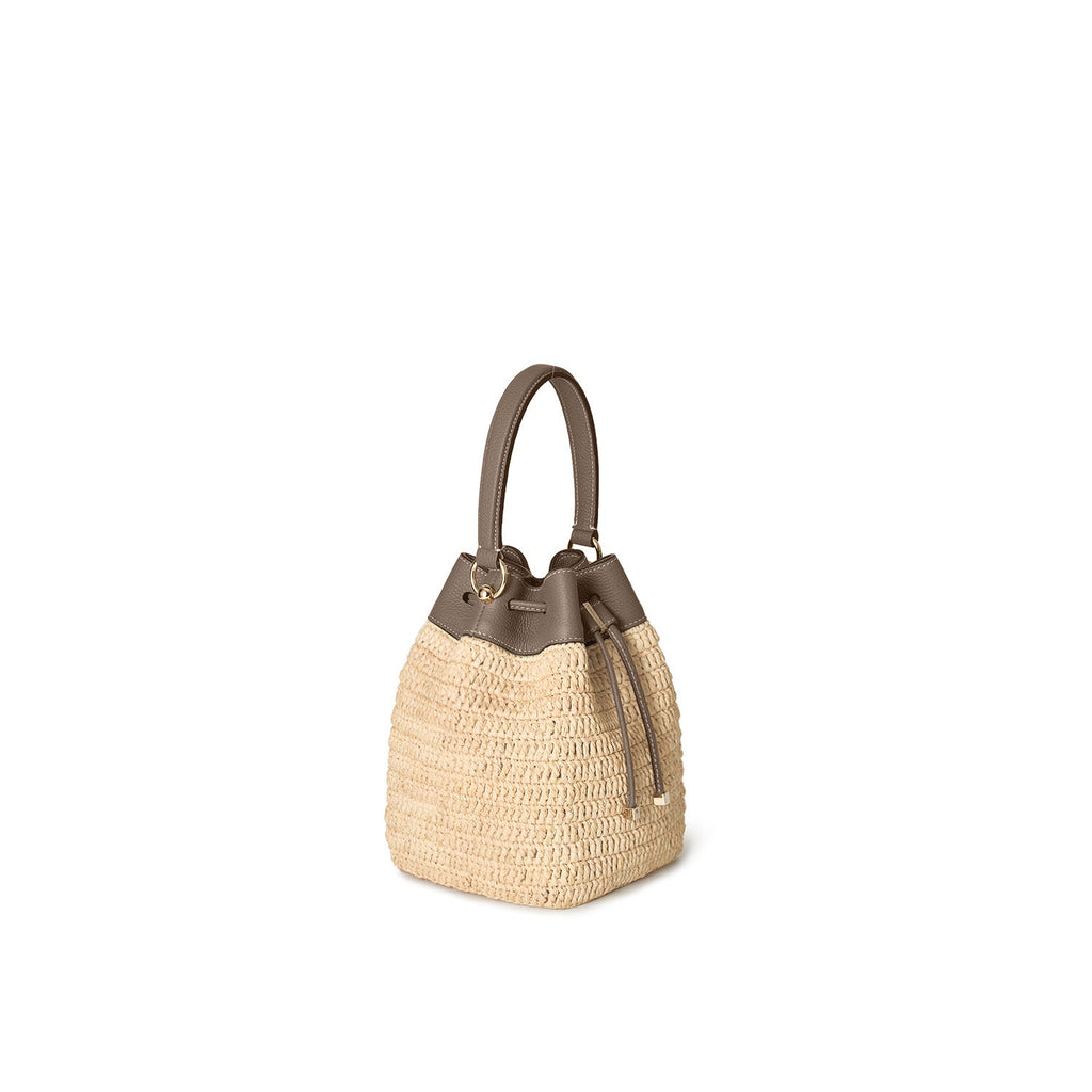 Angelica Raffia Bucket Bag (Etoupe)