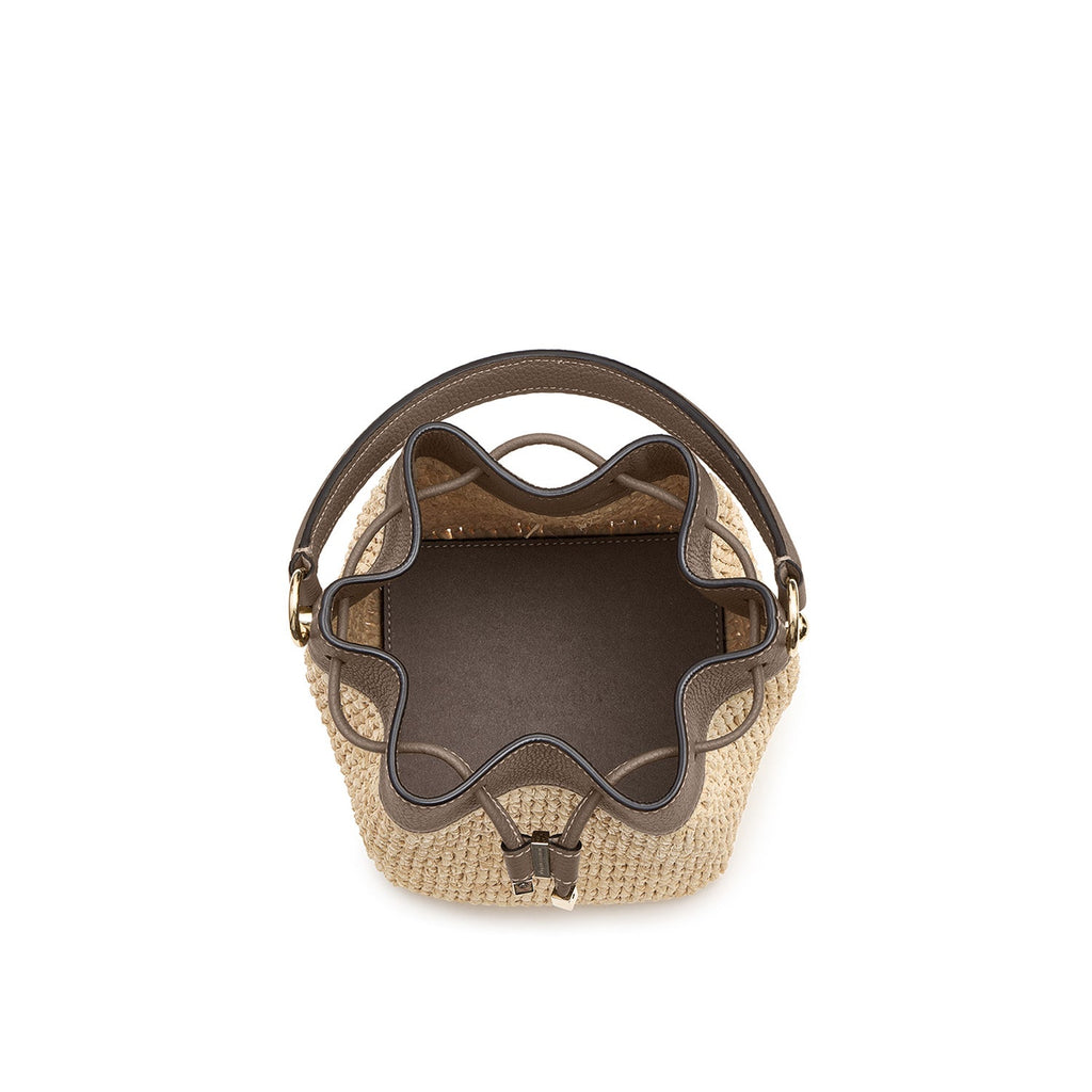 Angelica Raffia Bucket Bag (Etoupe)