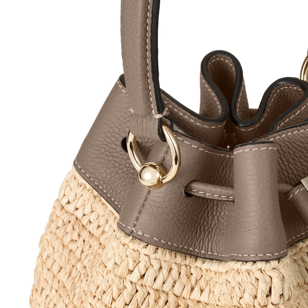 Angelica Raffia Bucket Bag (Etoupe)