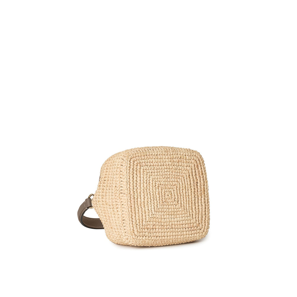 Angelica Raffia Bucket Bag (Etoupe)