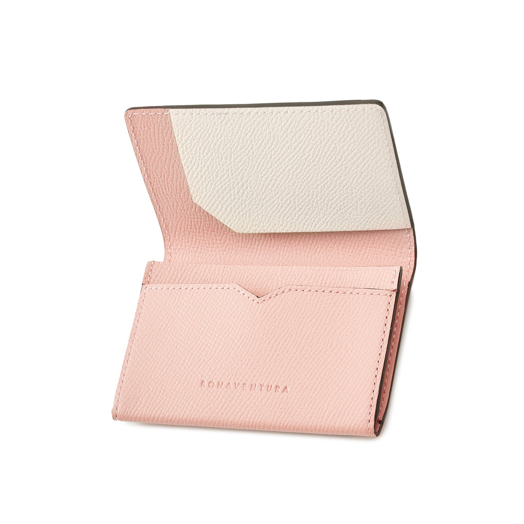 Business Card Case with Sleeve Nobile Leather (Shell Pink × White)