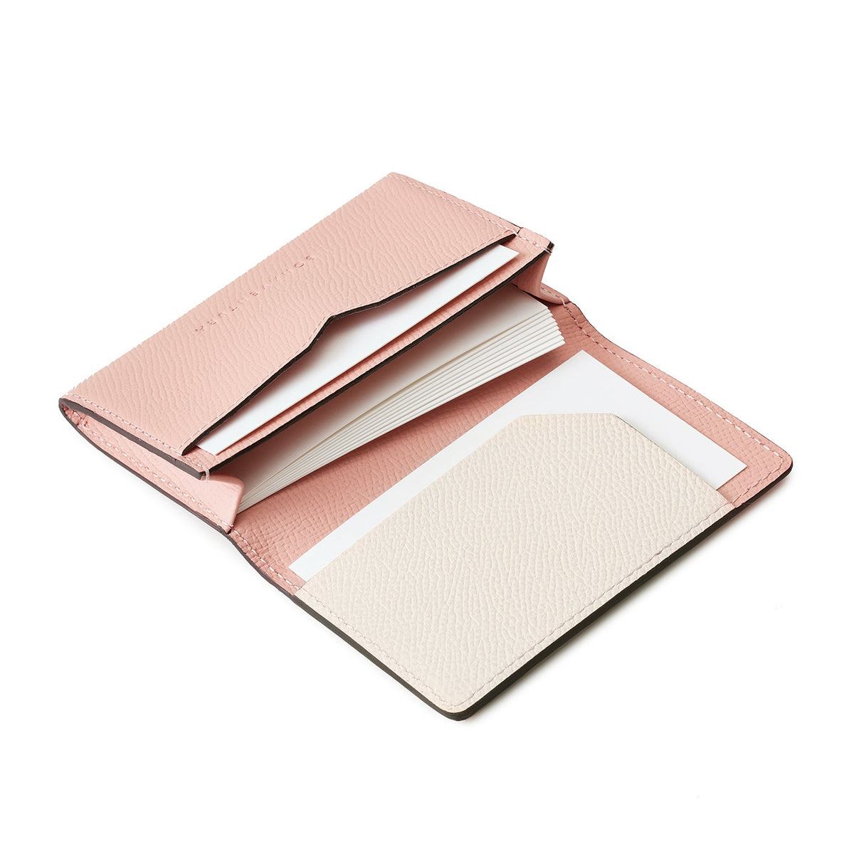 Business Card Case with Sleeve Nobile Leather (Shell Pink × White)