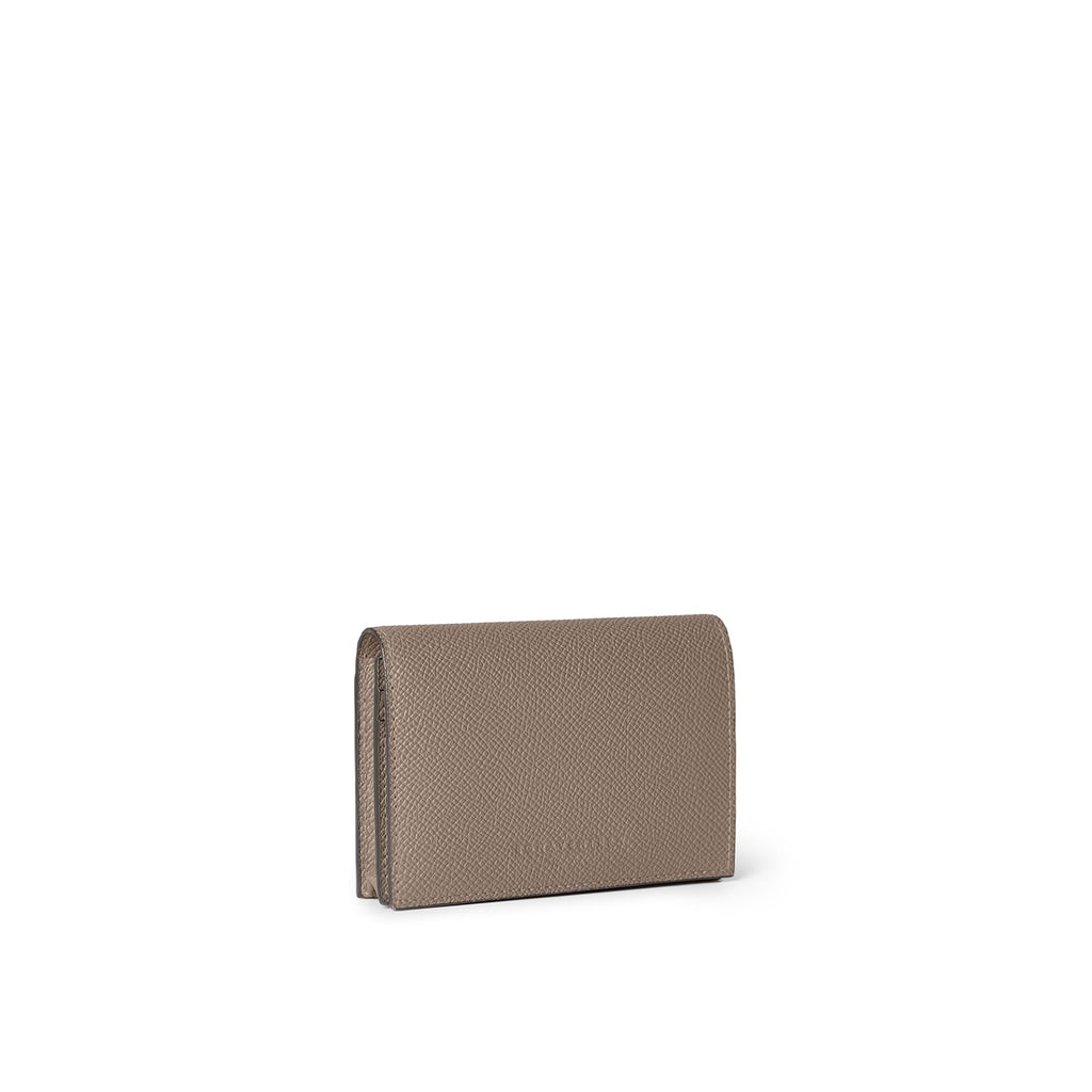 Bi-color Business Card Case with Sleeve Nobile Leather (Etoupe × Bordeaux)