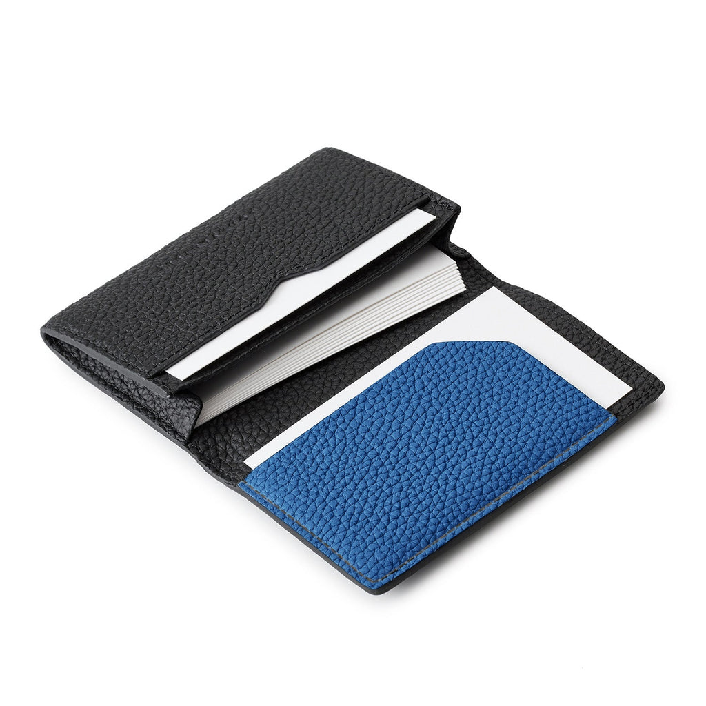 SAVOIA × BONAVENTURA Business Card Case with Sleeve Shrink Leather (Black × Savoia Blue)