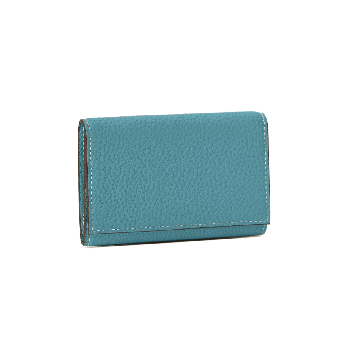 Business Card Case with Sleeve Shrink Leather (Blue Cyan × Charcoal Gray)
