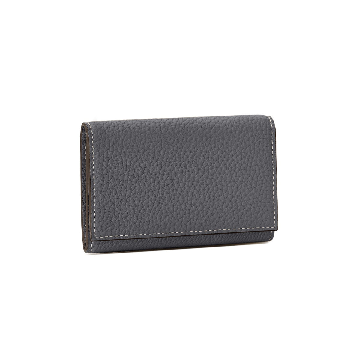Business Card Case with Sleeve Shrink Leather (Charcoal Gray × Azalee Pink)