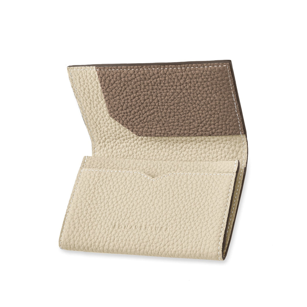 Business Card Case with Sleeve Shrink Leather (Ivory × Etoupe)