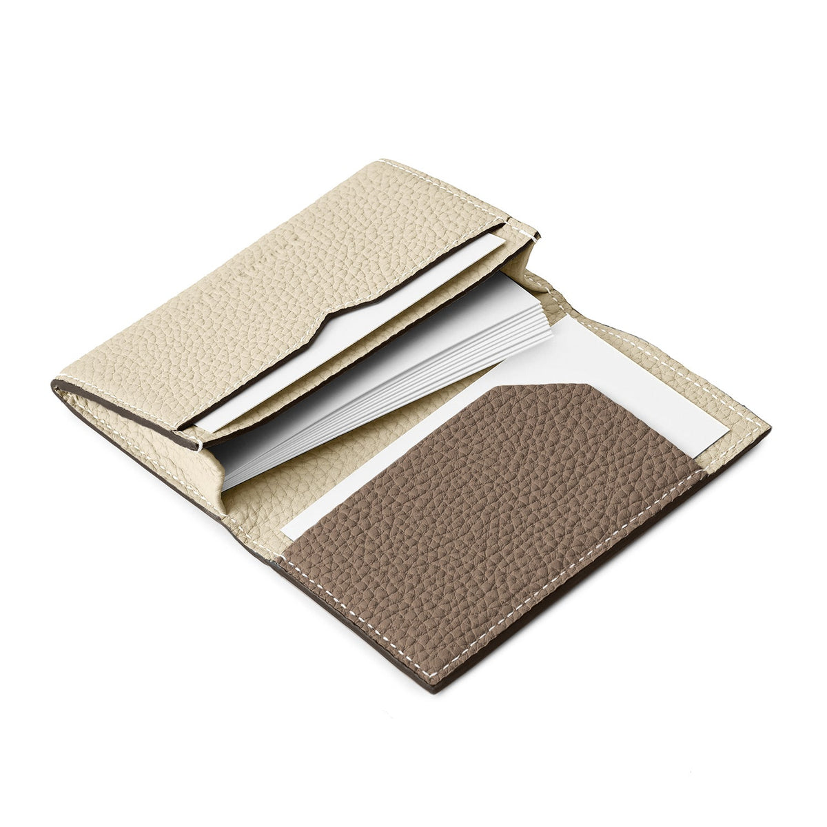 Business Card Case with Sleeve Shrink Leather (Ivory × Etoupe)