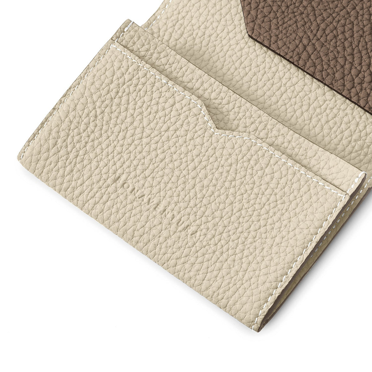 Business Card Case with Sleeve Shrink Leather (Ivory × Etoupe)
