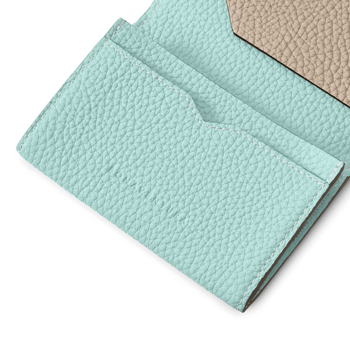 Business Card Case with Sleeve Shrink Leather (Mare Blue × Greige (Etoupe edge paint))