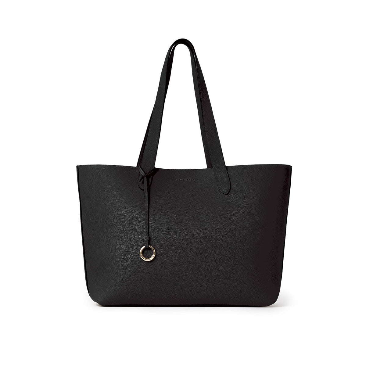 Alina 2-way Tote Bag Large Shrink Leather Small (Black - Large)