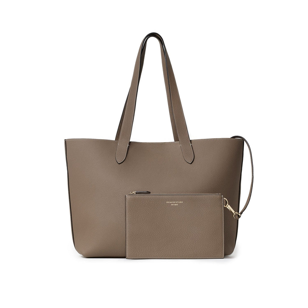 Alina 2-way Tote Bag Large Shrink Leather Small (Etoupe - Large)