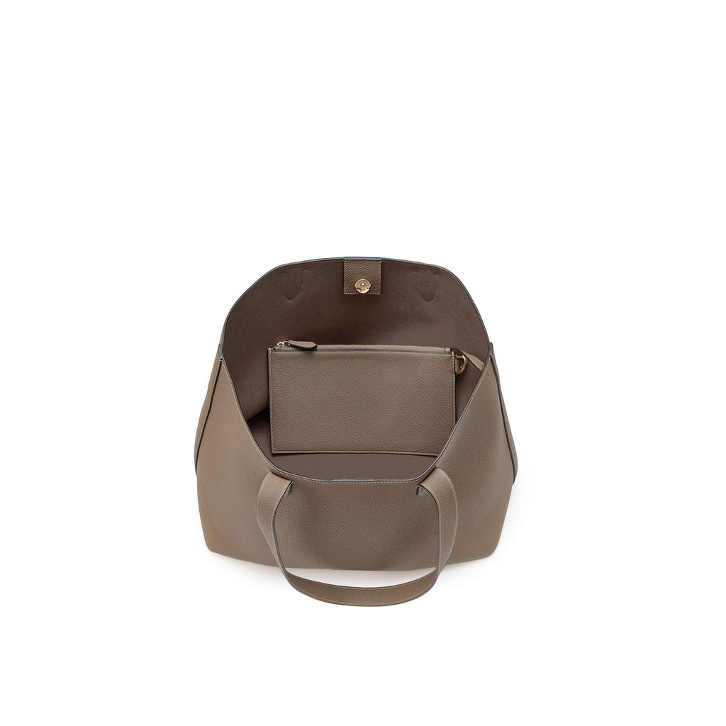 Alina 2-way Tote Bag Large Shrink Leather Small (Etoupe - Large)